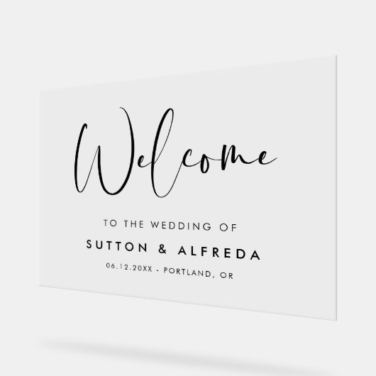 Elegante und moderne Hochzeiten - Willkommen Acrylschild (Winkel)