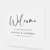 Elegante und moderne Hochzeiten Willkommen Mattier Acrylschild (Winkel)