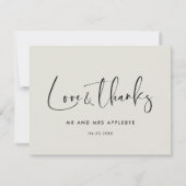 Elegante und moderne Hochzeitsstimmung Liebe & Dan Dankeskarte (Vorderseite)