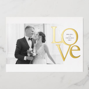 Elegante und moderne Liebe und Dank für das Hochze Folieneinladung