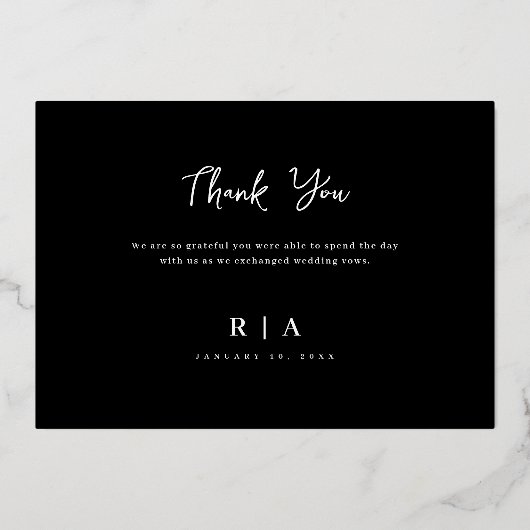 Elegante und moderne Liebe und Dank für das Hochze Folieneinladung (Rückseite)