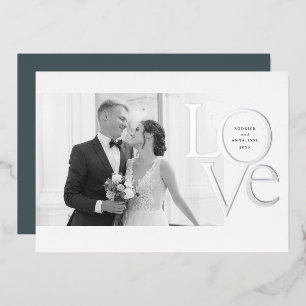 Elegante und moderne Liebe und Dankeschön Hochzeit Folieneinladung