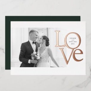 Elegante und moderne Liebe und Dankeschön Hochzeit Folieneinladung