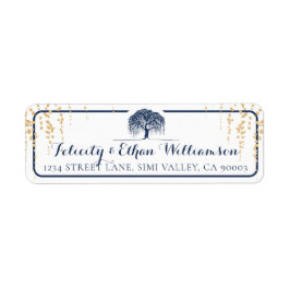 Elegante und moderne Marine & Gold Willow Tree Wed