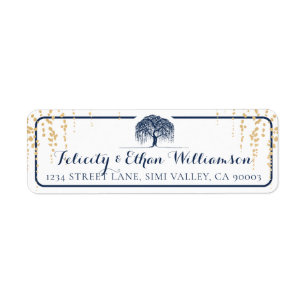 Elegante und moderne Marine & Gold Willow Tree Wed