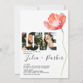 Elegante und moderne Modern Poppy Red Wedding Lieb Einladung (Vorderseite)