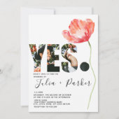 Elegante und moderne Mohnblütenhochzeit Einladung (Vorderseite)