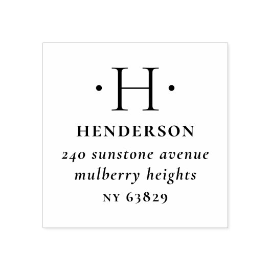 Elegante und moderne Monogram-Rücksendeadresse Gummistempel (Prägung)