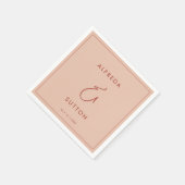 Elegante und moderne Pfirsichhochzeit Serviette (Ecke)