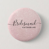 Elegante und moderne Rose Gold Glitzer Brautjungfr Button (Vorderseite)