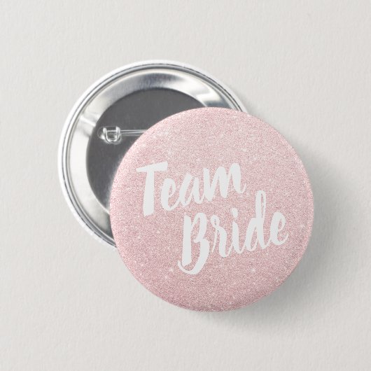 Elegante und moderne Rose Gold Glitzer Team Braut Button (Vorne & Hinten)