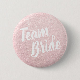 Elegante und moderne Rose Gold Glitzer Team Braut Button