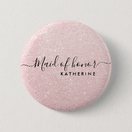Elegante und moderne Rose Gold Glitzer Trauzeugin Button