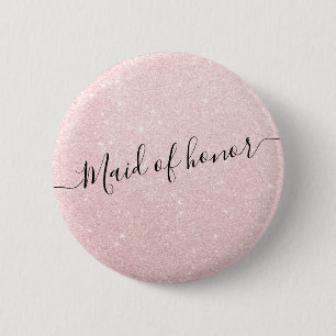Elegante und moderne Rose Gold Glitzer Trauzeugin Button