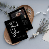 Elegante und moderne Schwarz-Weiß-Hochzeit Dankeskarte