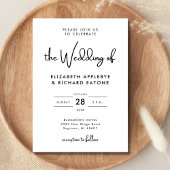 Elegante und moderne Schwarz-Weiß-Hochzeit Einladung