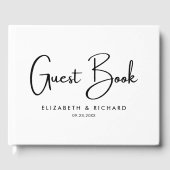 Elegante und moderne Schwarz-Weiß-Hochzeit Gästebuch (Vorderseite)