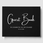 Elegante und moderne Schwarz-Weiß-Hochzeit Gästebuch (Vorderseite)