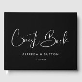 Elegante und moderne Schwarz-Weiß-Hochzeit Gästebuch (Vorderseite)