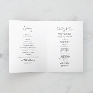 Elegante und moderne Schwarz-Weiß-Hochzeit gefalte Programm