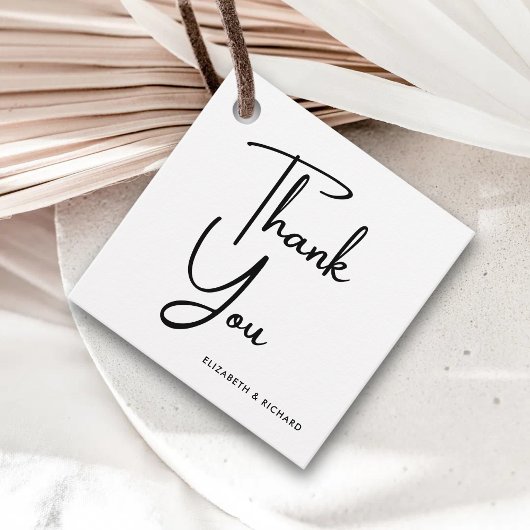 Elegante und moderne Schwarz-Weiß-Hochzeit Geschenkanhänger