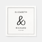 Elegante und moderne Schwarz-Weiß-Hochzeit Serviette (Vorderseite)