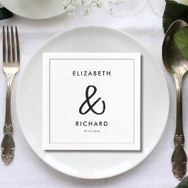 Elegante und moderne Schwarz-Weiß-Hochzeit Serviette