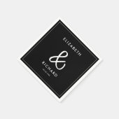 Elegante und moderne Schwarz-Weiß-Hochzeit Serviette (Ecke)