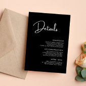 Elegante und moderne Schwarz-Weiß-Hochzeitsdetails Begleitkarte