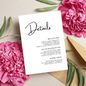 Elegante und moderne Schwarz-Weiß-Hochzeitsdetails Begleitkarte