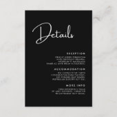 Elegante und moderne Schwarz-Weiß-Hochzeitsdetails Begleitkarte (Vorderseite)