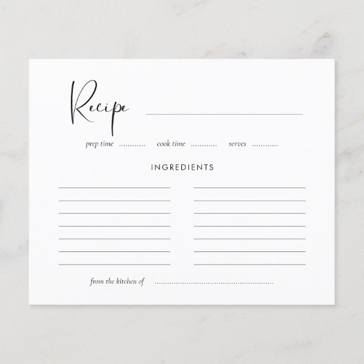 Elegante und moderne Schwarz-Weiß-Rezeptur (Vorderseite)