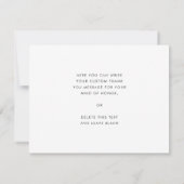 Elegante und moderne Schwarz-Weiß-Trauzeugin Dankeskarte (Rückseite)