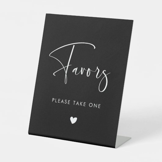 Elegante und moderne schwarze Gastgeschenke Hochze Sockelschild (Vorderseite)