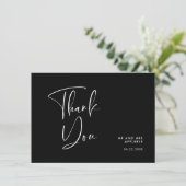 Elegante und moderne Schwarze Hochzeit danke Karte (Stehend Vorderseite)