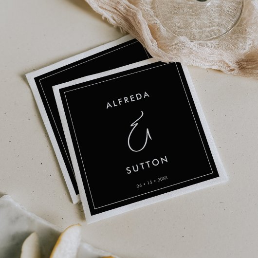 Elegante und moderne Schwarze Hochzeit Serviette