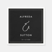 Elegante und moderne Schwarze Hochzeit Serviette (Vorderseite)