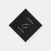 Elegante und moderne Schwarze Hochzeit Serviette (Ecke)