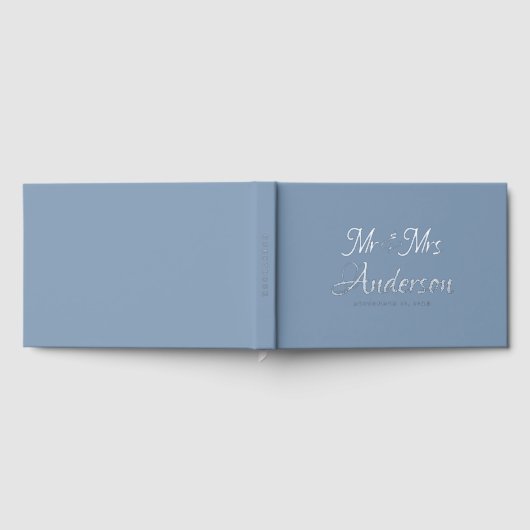 Elegante und moderne Script Dusty Blue Wedding Gästebuch (Voll)