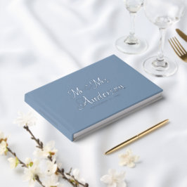Elegante und moderne Script Dusty Blue Wedding Gästebuch