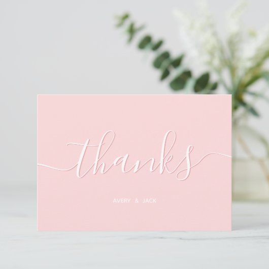Elegante und moderne Script Navy & Blush-Dankkarte Save The Date (Stehend Vorderseite)