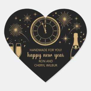 Elegante und moderne Silvesterparty Herz Herz-Aufkleber