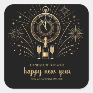 Elegante und moderne Silvesterparty-Plattform Quadratischer Aufkleber