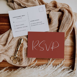 Elegante und moderne Terracotta Hochzeit RSVP Postkarte