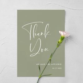 Elegante und moderne Weise grün Hochzeit Danke Kar Einladung