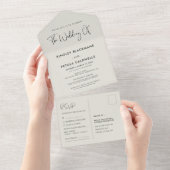 Elegante und moderne Weise-grüne Hochzeit All In One Einladung (Abreißen)