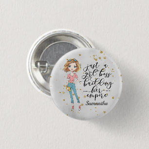 Elegante und Niedliche Dame   Girl Boss   Grau Button
