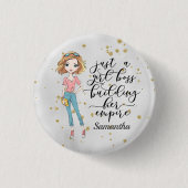 Elegante und Niedliche Dame | Girl Boss | Grau Button (Vorderseite)