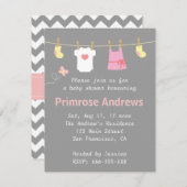 Elegante und Niedliche Girl-Baby-Dusche, grau Zick Einladung (Vorne/Hinten)