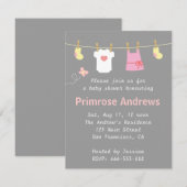 Elegante und niedliche Mädchen-Baby-Dusche, grauer Einladung (Vorne/Hinten)